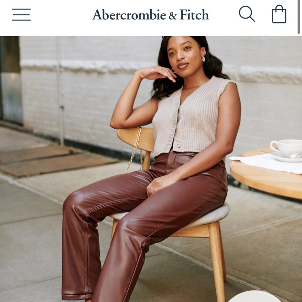 abercrombie leather pants 90s straight. i’ve only worn them once!!!!